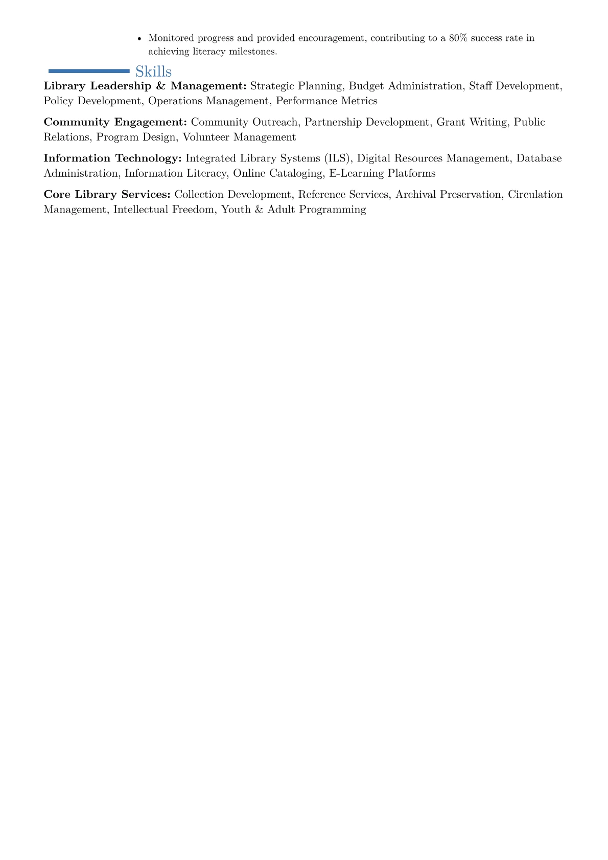 Public Library Director Resume Example CV template - Page 2