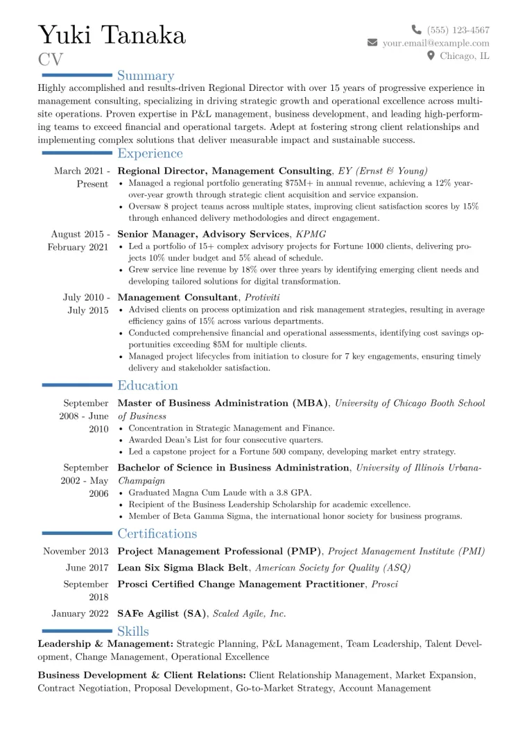 Regional Director Resume Example CV template preview