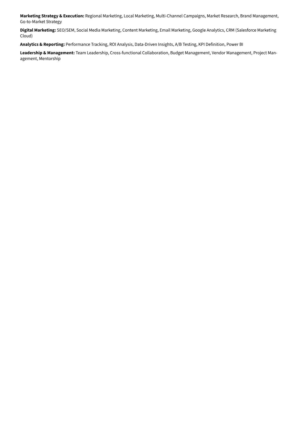 Regional Marketing Manager Resume Example CV template - Page 2