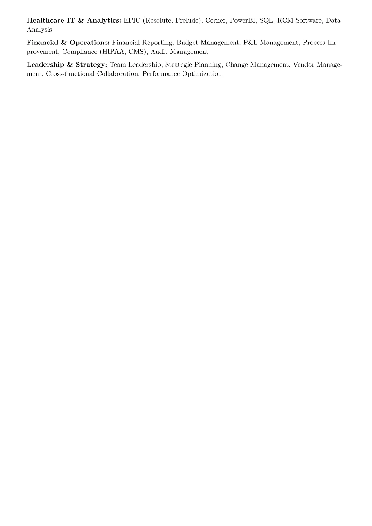 Revenue Cycle Director Resume Example CV template - Page 2