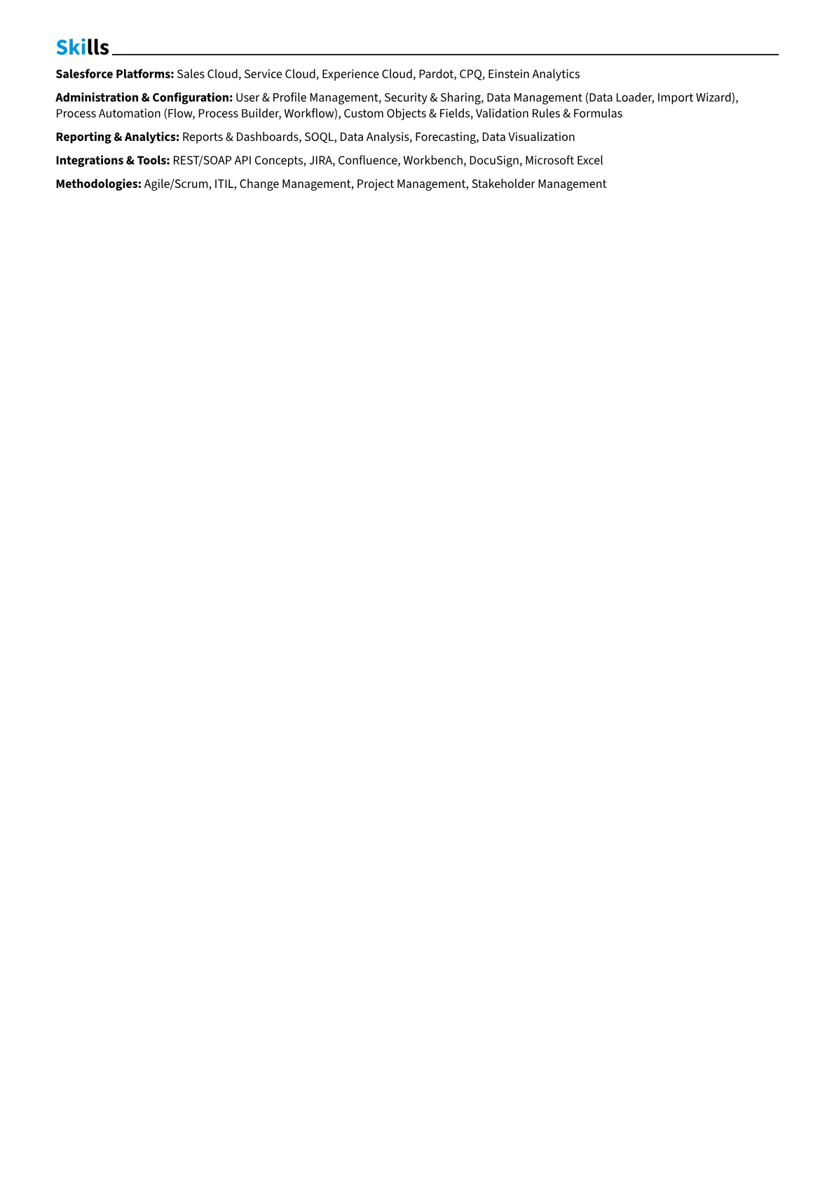 Salesforce Administrator Senior Resume Example CV template - Page 2