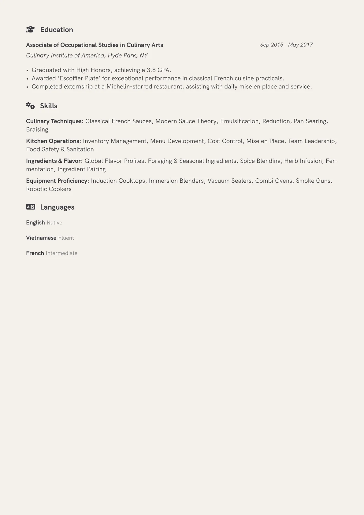 Saucier Resume Example CV template - Page 2