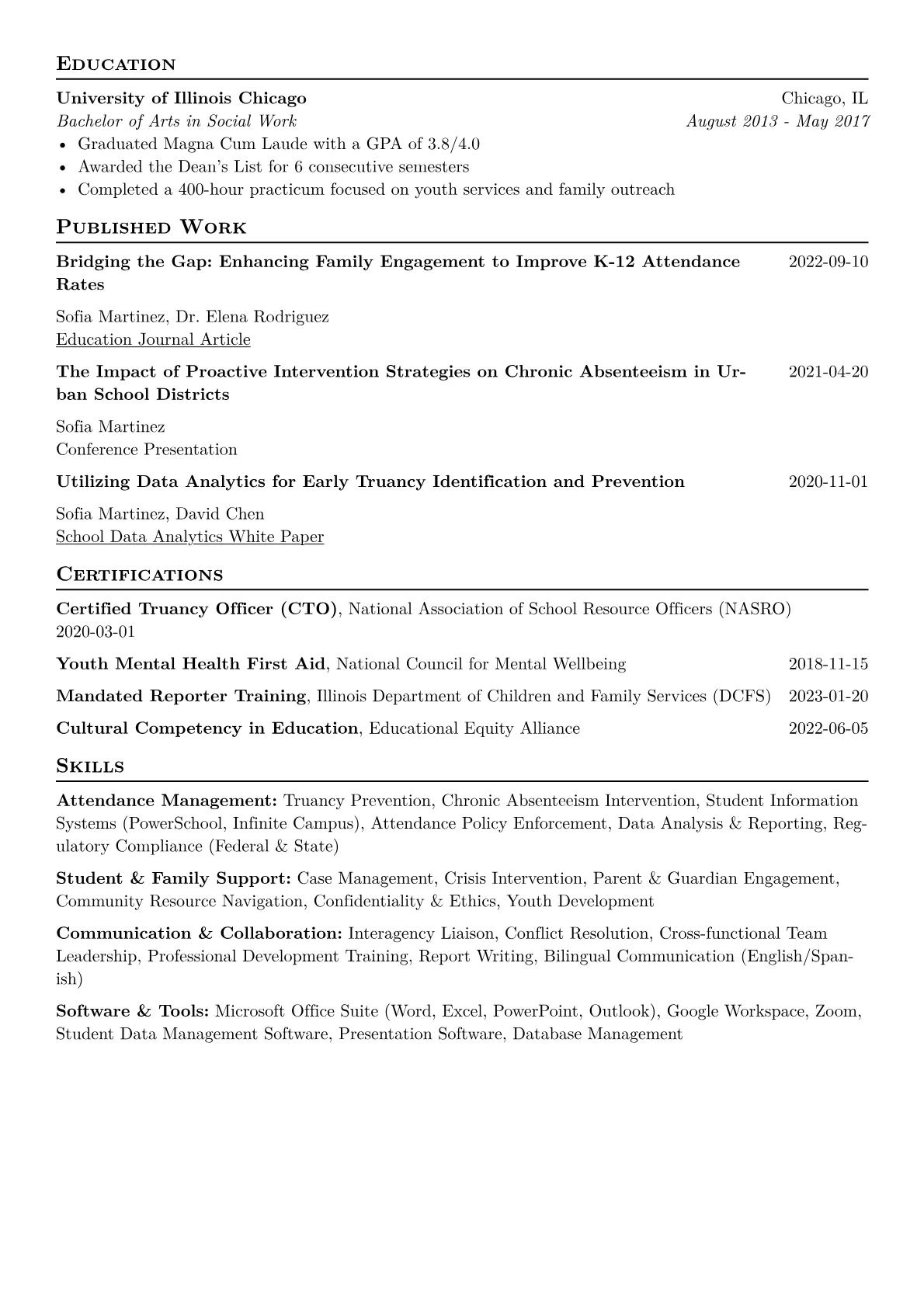 School Attendance Officer Resume Example CV template - Page 2