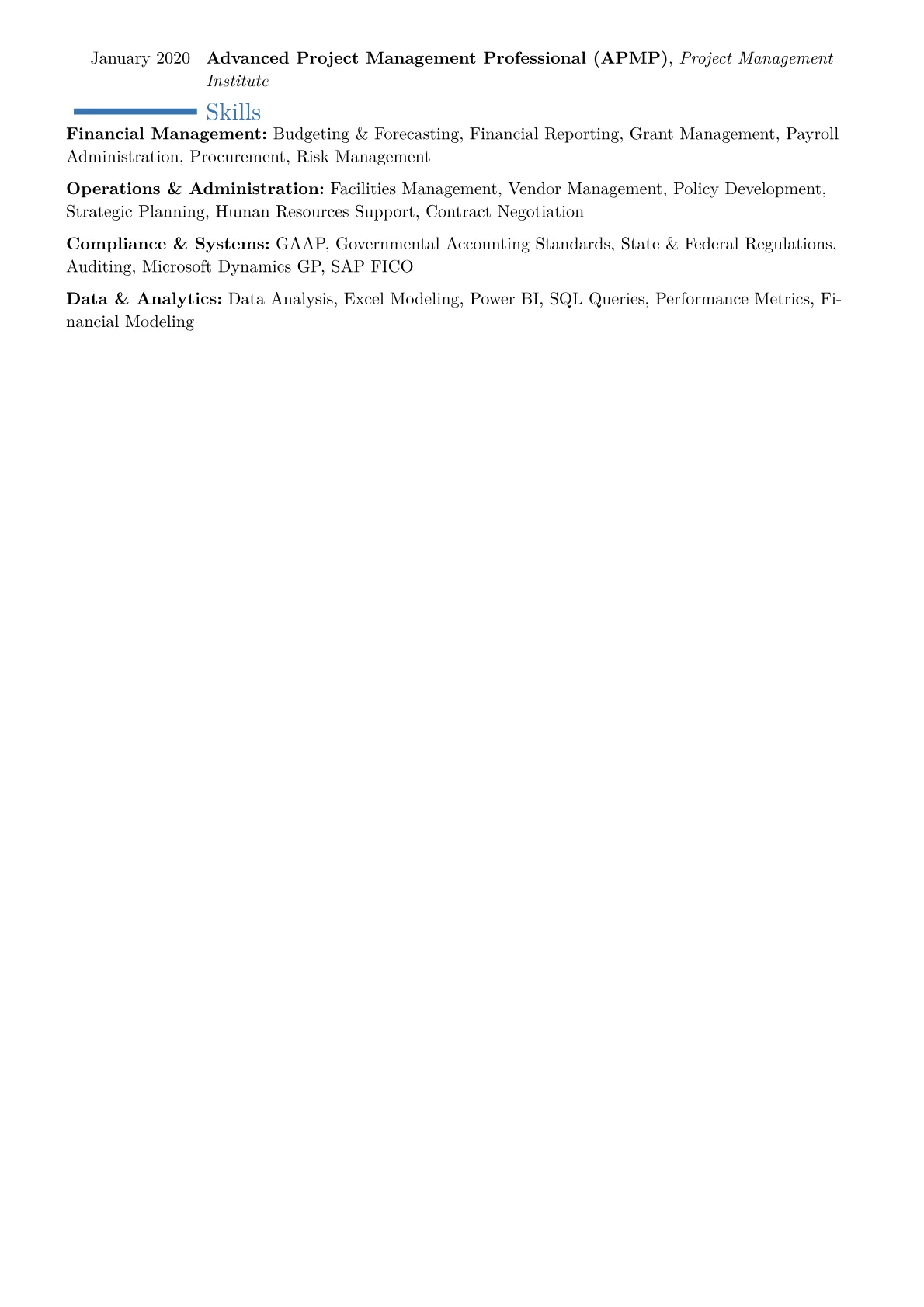 School Business Manager Resume Example CV template - Page 2