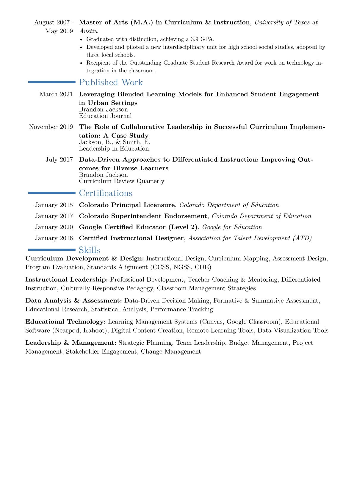 School District Curriculum Director Resume Example CV template - Page 2