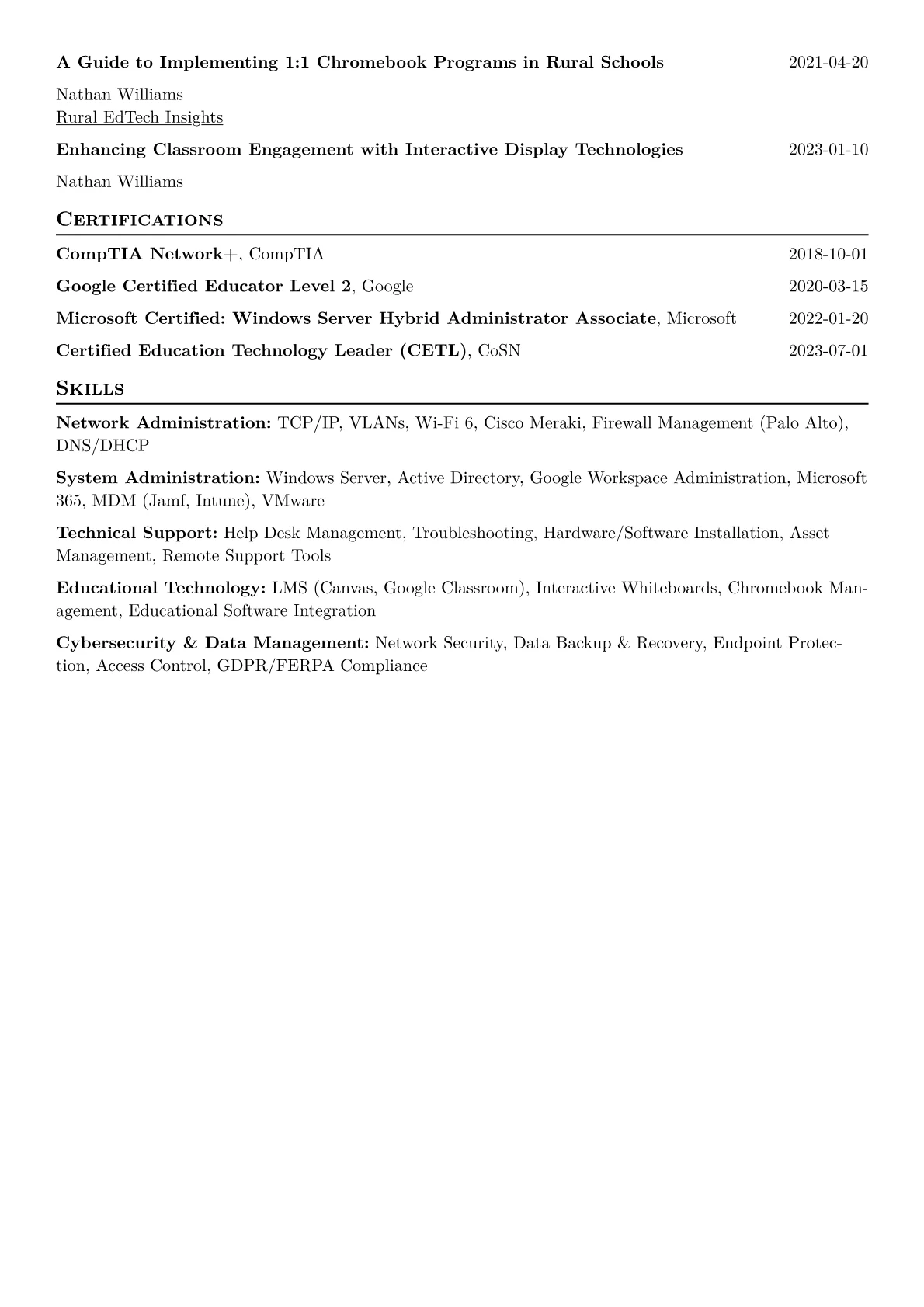 School IT Coordinator Resume Example CV template - Page 2