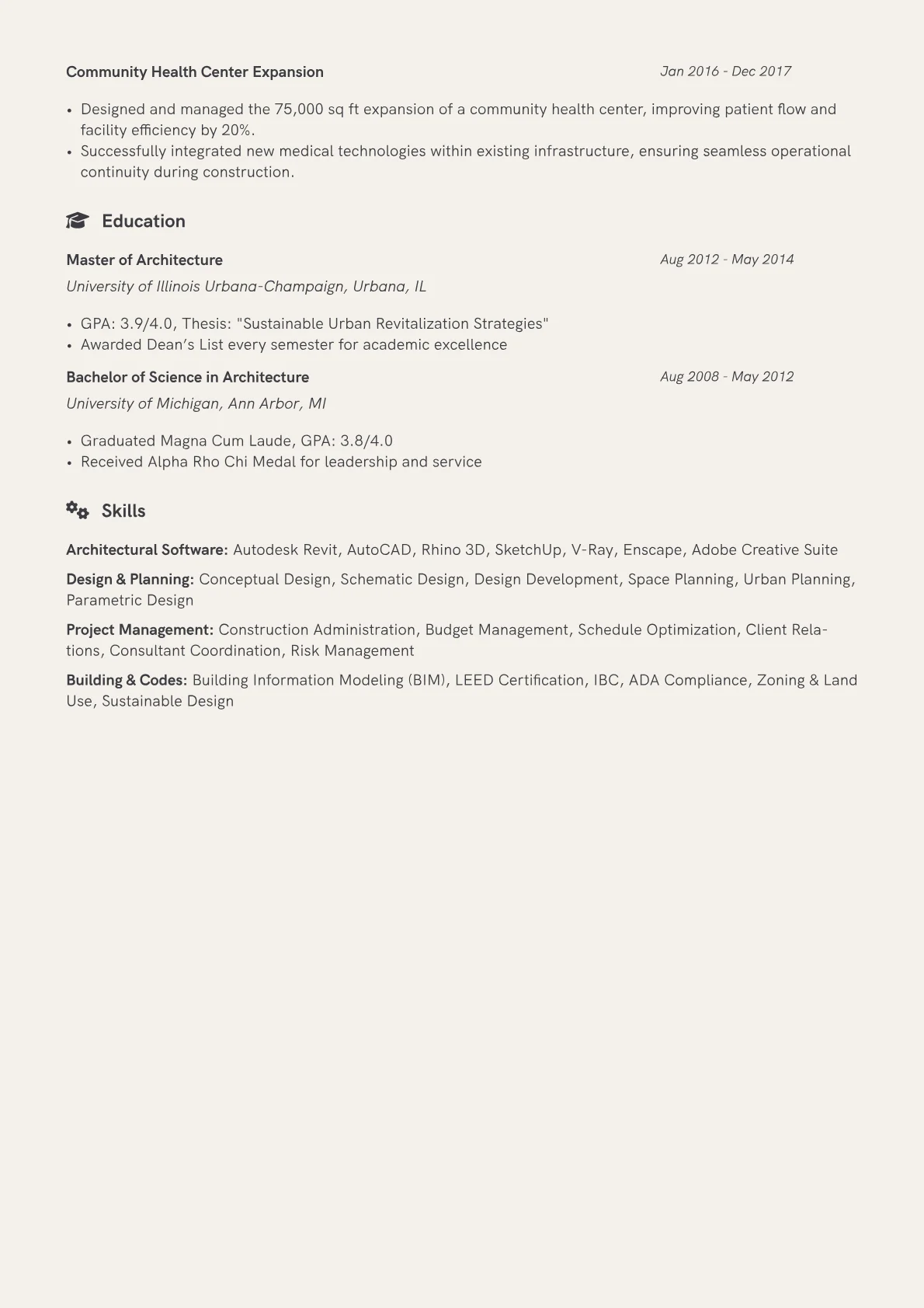 Senior Architect Resume Example CV template - Page 2
