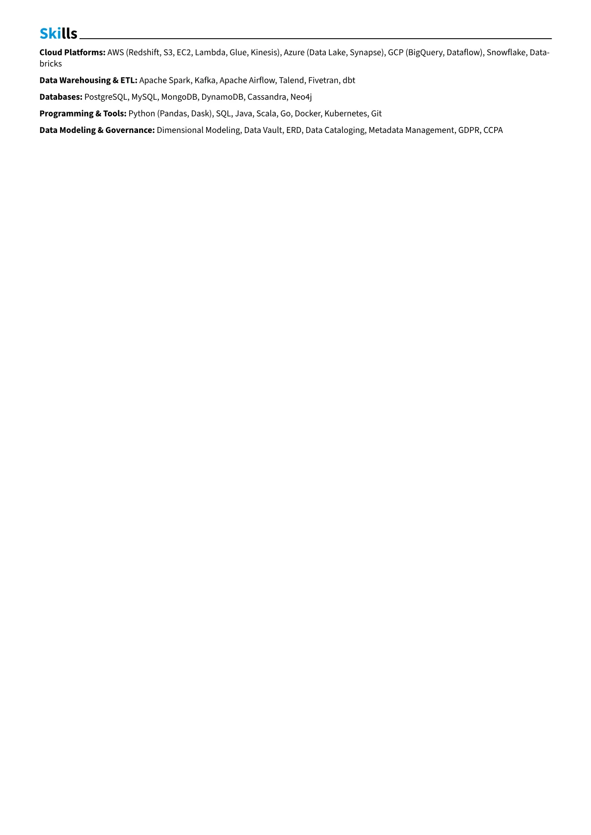 Senior Data Architect Resume Example CV template - Page 2