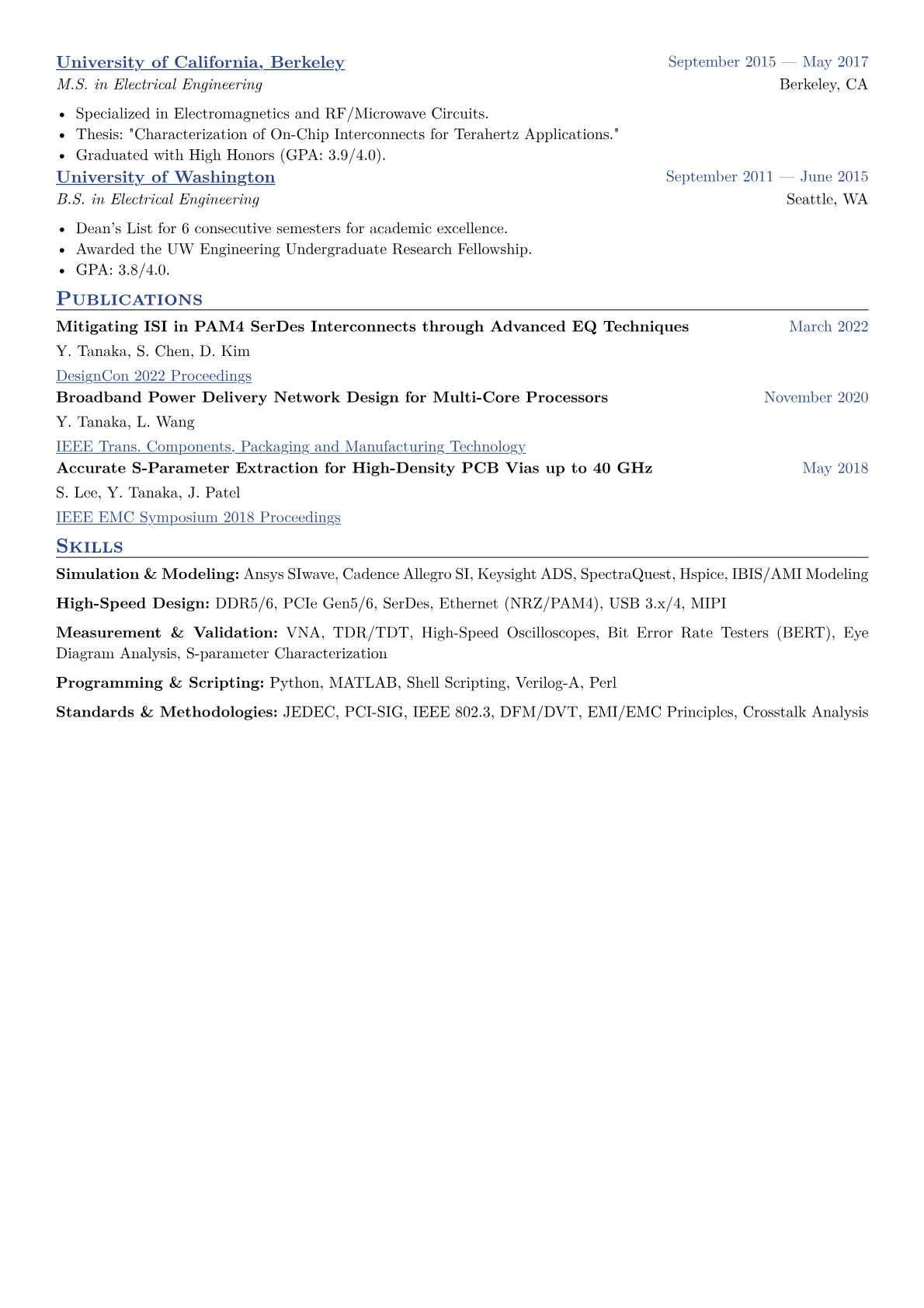Signal Integrity Engineer Resume Example CV template - Page 2
