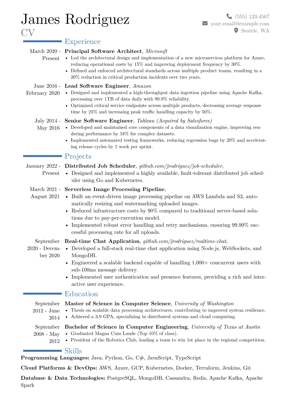 Software Architect Resume Example CV template - Page 1