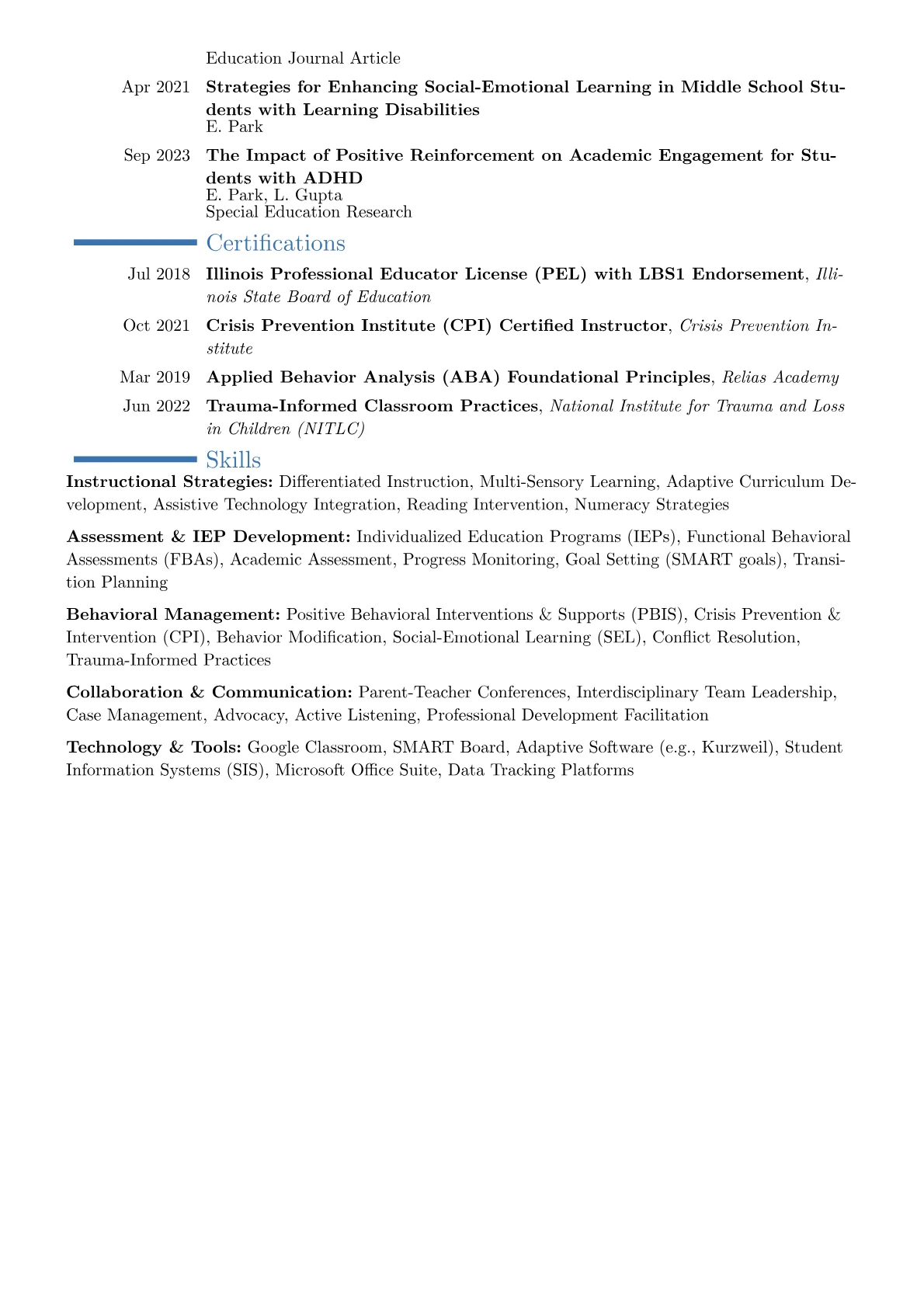 Special Needs Teacher Resume Example CV template - Page 2