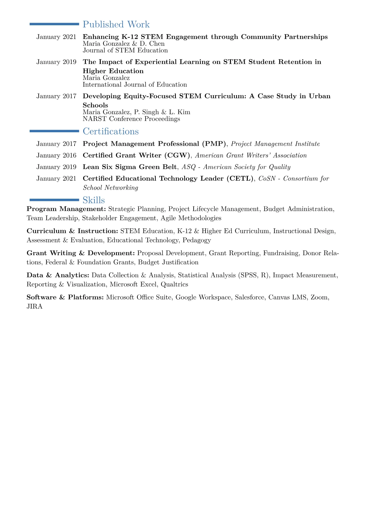 STEM Program Director Resume Example CV template - Page 2