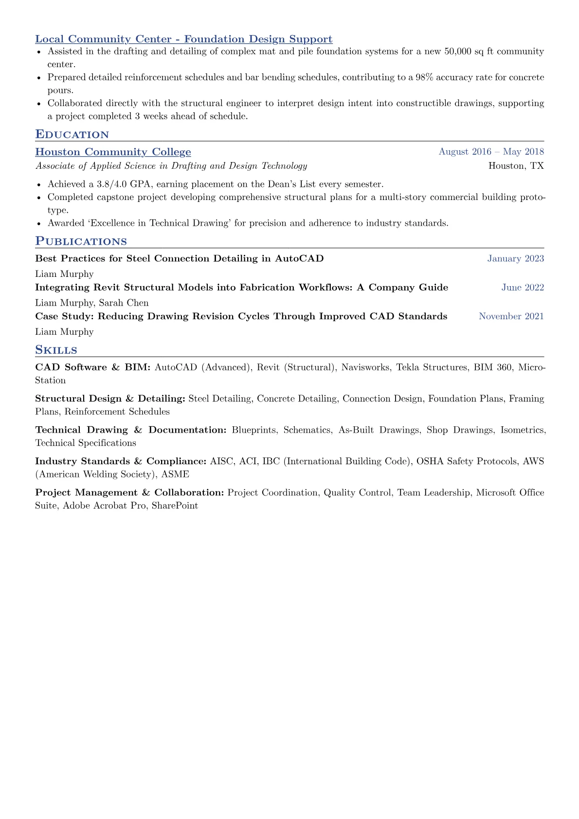 Structural Drafter Resume Example CV template - Page 2