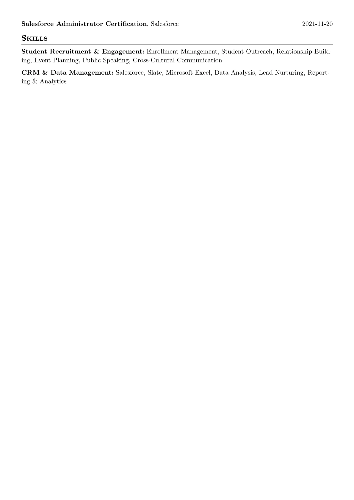 Student Recruitment Coordinator Resume Example CV template - Page 2