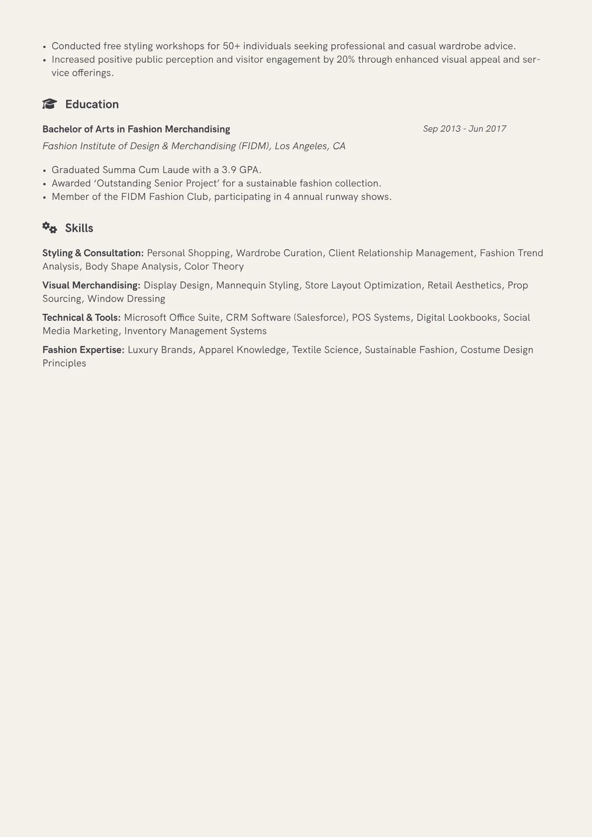 Stylist Resume Example CV template - Page 2