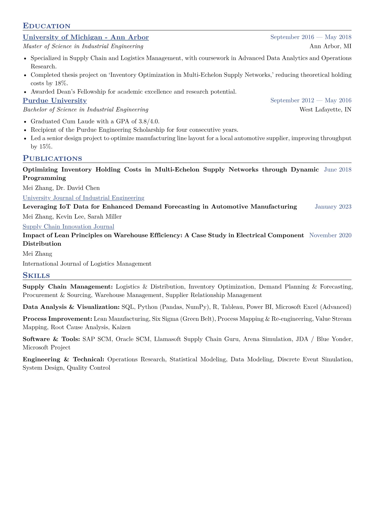 Supply Chain Engineer Resume Example CV template - Page 2