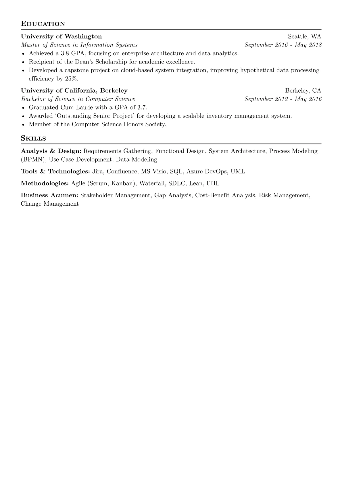 System Analyst Resume Example CV template - Page 2