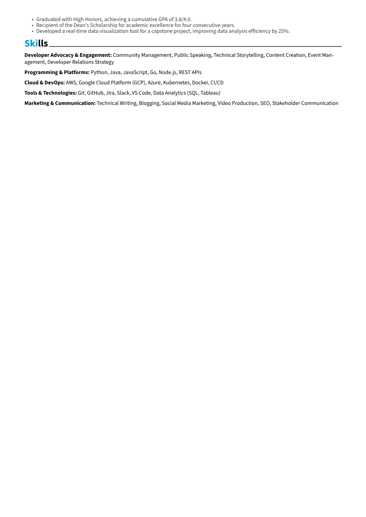 Technical Evangelist Resume Example CV template - Page 2