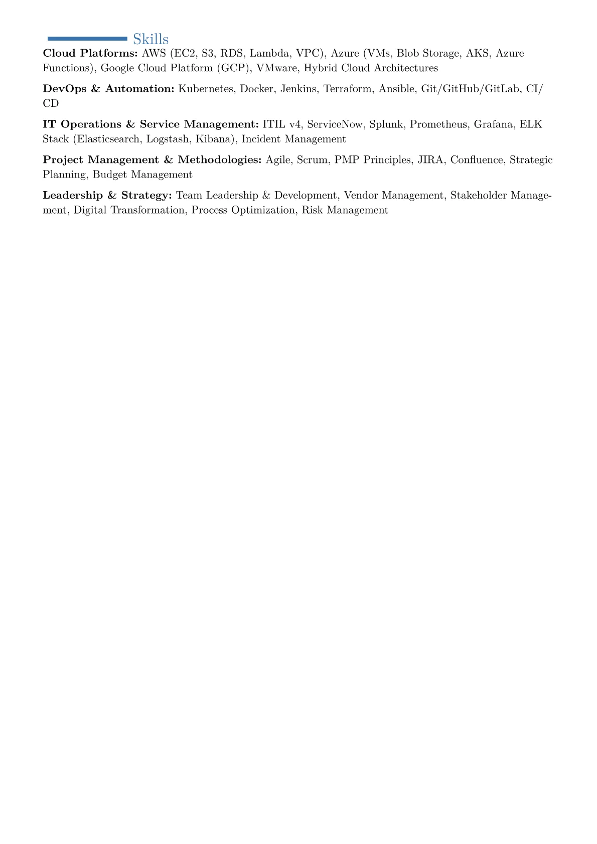 Technical Operations Director Resume Example CV template - Page 2