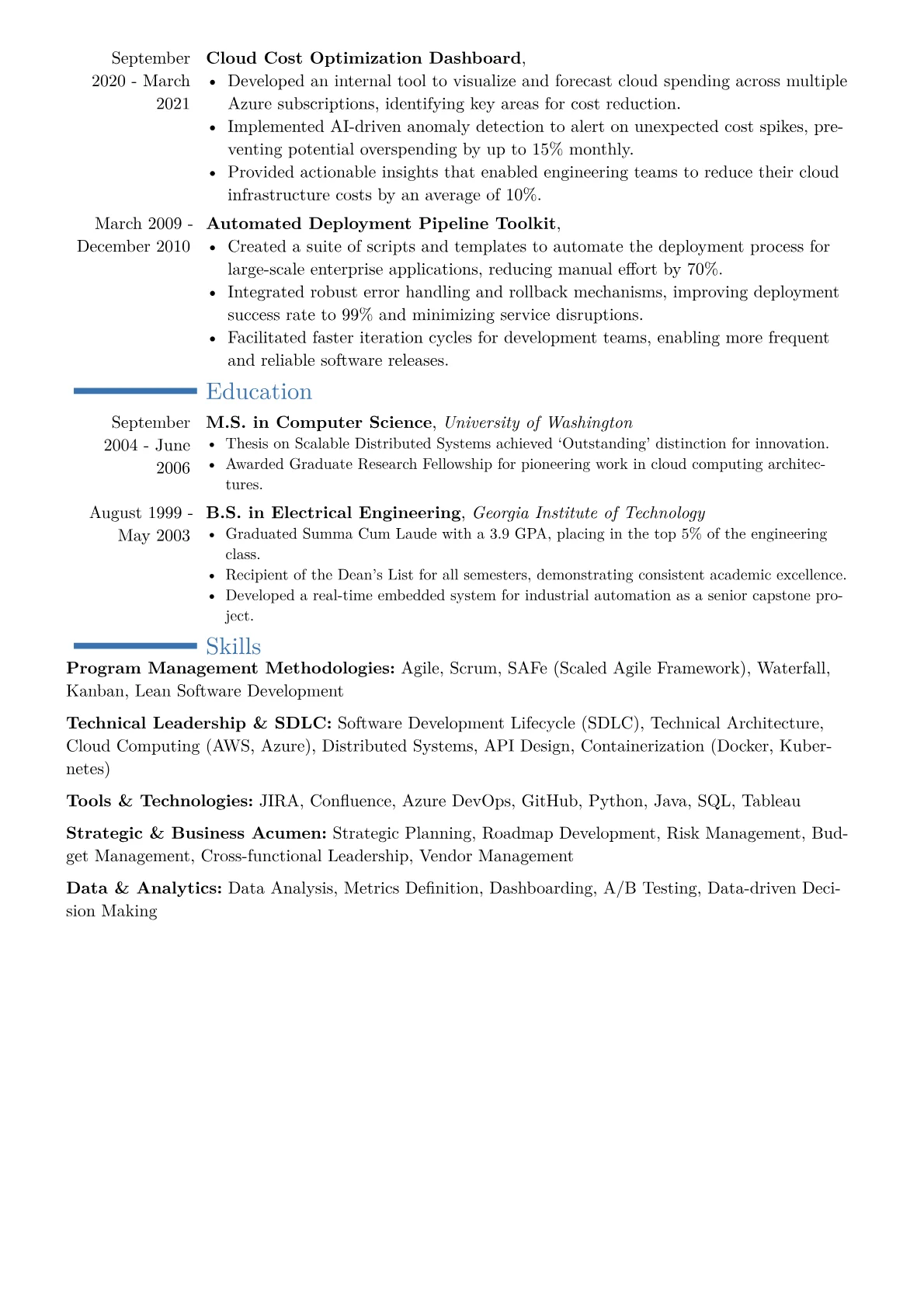 Technical Program Director Resume Example CV template - Page 2