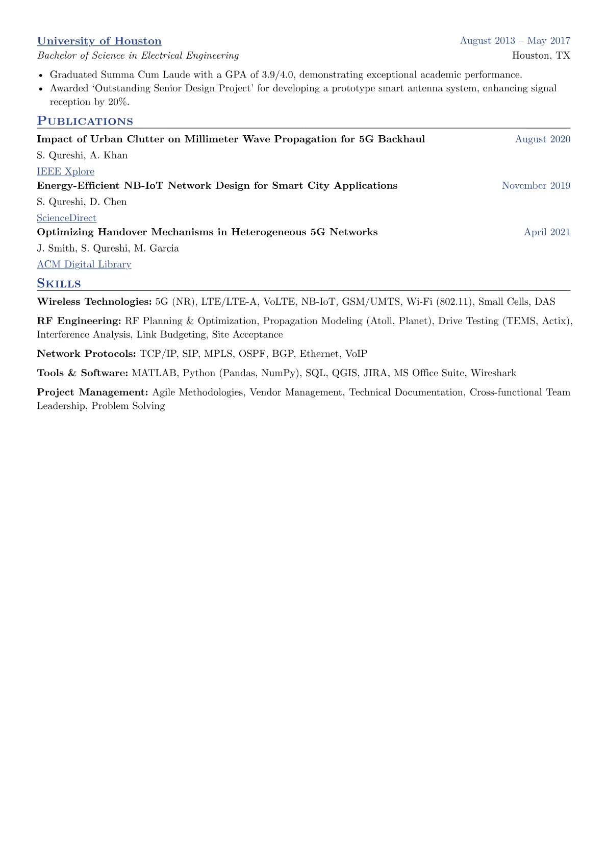 Telecom Engineer Resume Example CV template - Page 2