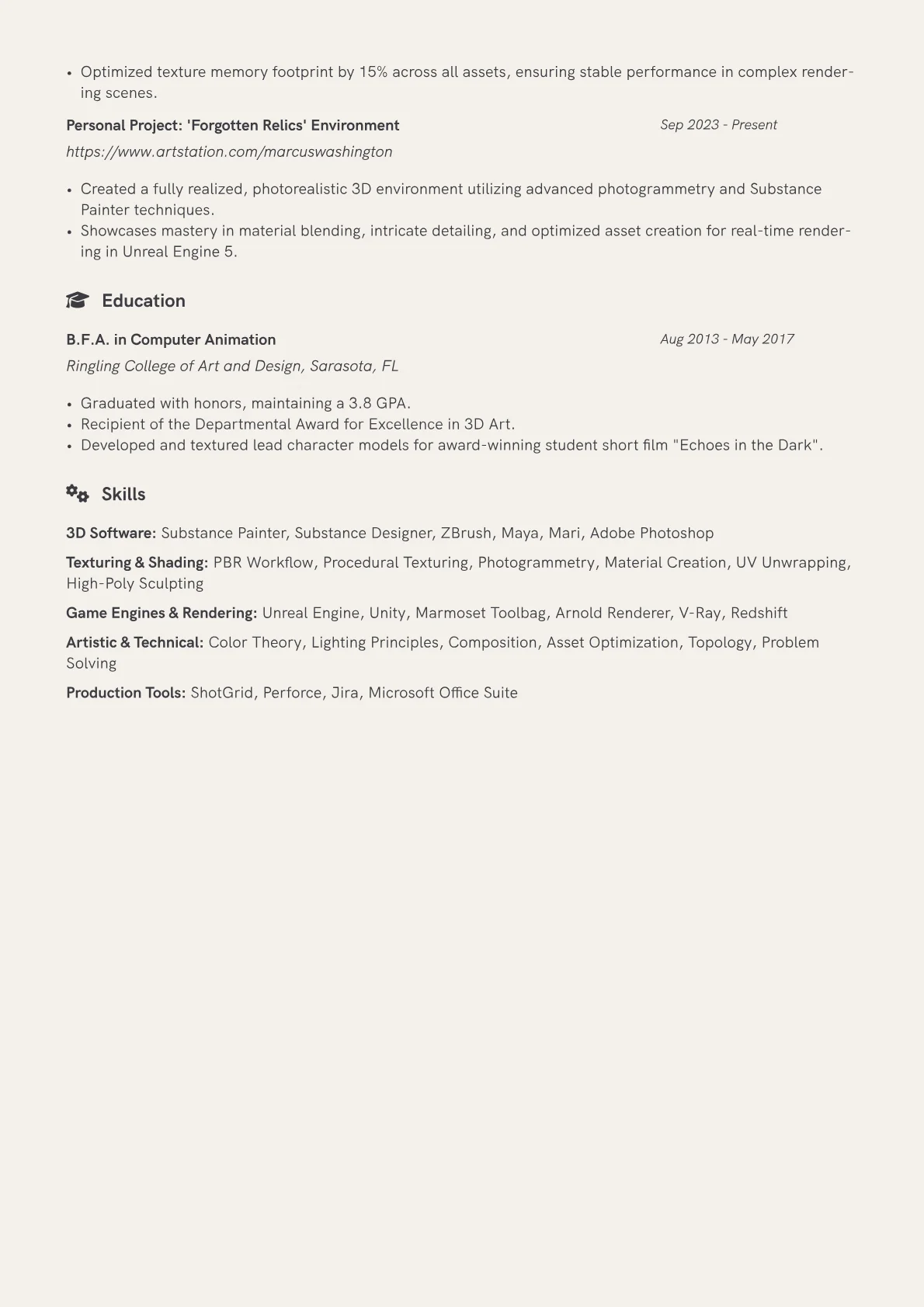 Texture Artist Resume Example CV template - Page 2