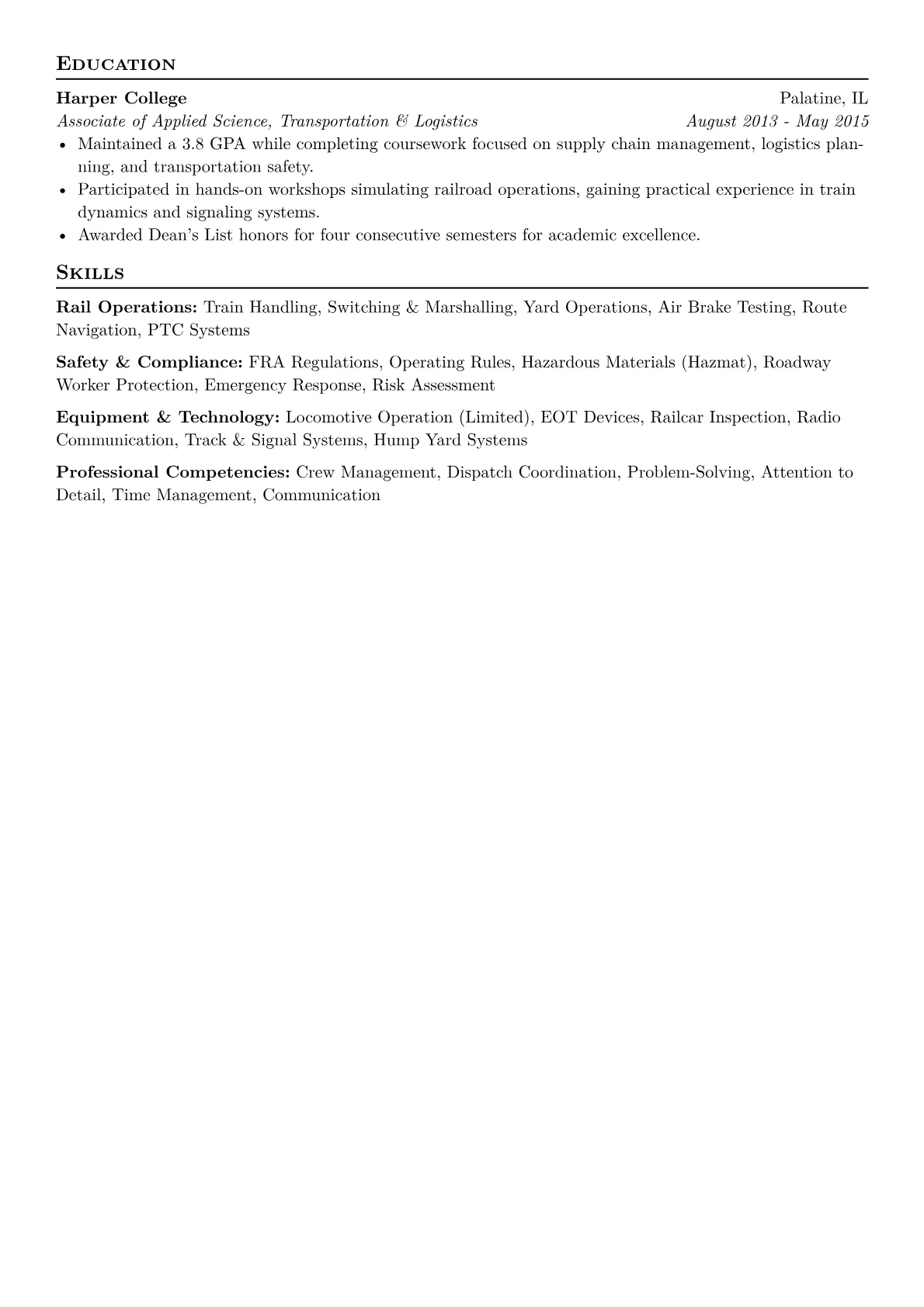 Train Conductor Resume Example CV template - Page 2