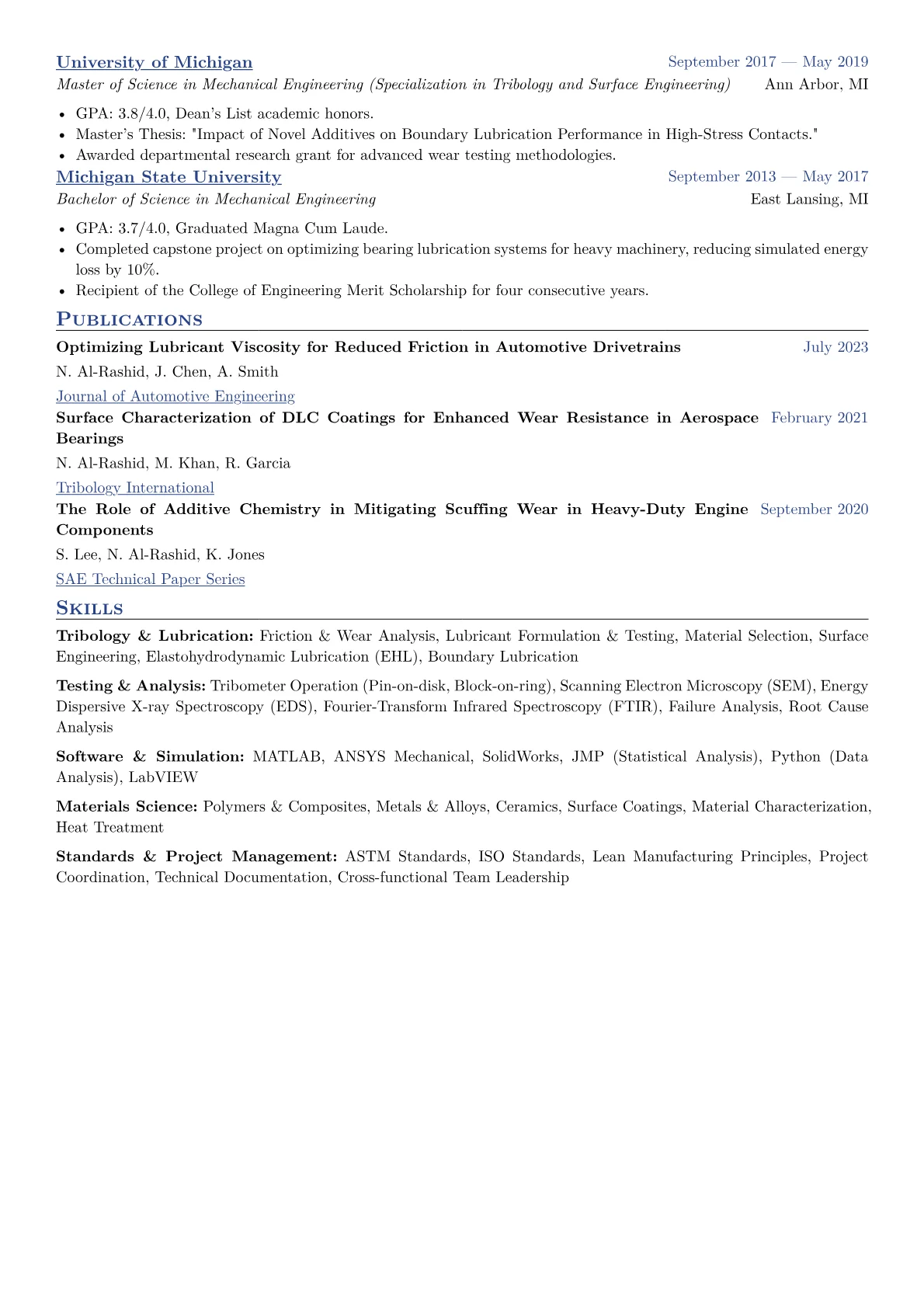 Tribology Engineer Resume Example CV template - Page 2