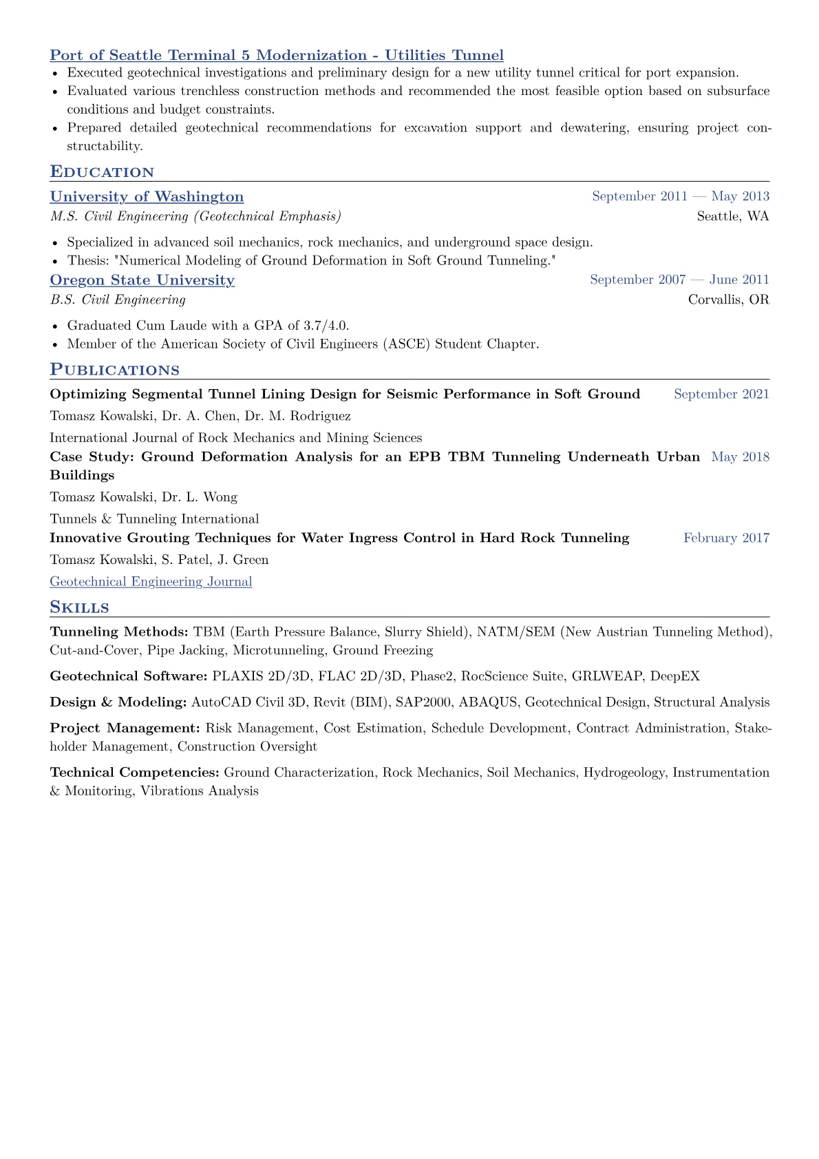 Tunnel Engineer Resume Example CV template - Page 2