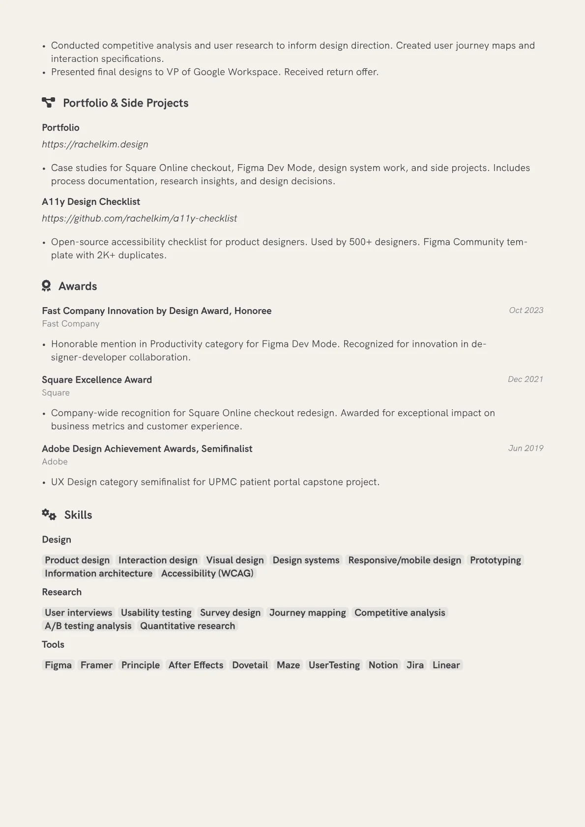 UX Designer - Product CV template - Page 2