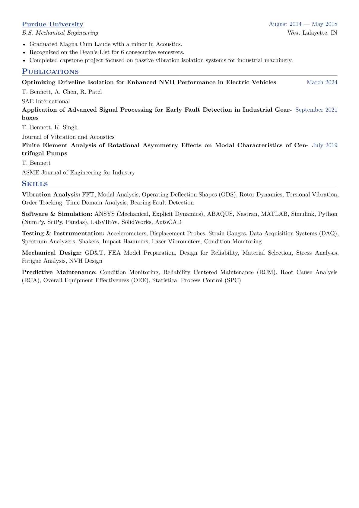 Vibration Engineer Resume Example CV template - Page 2