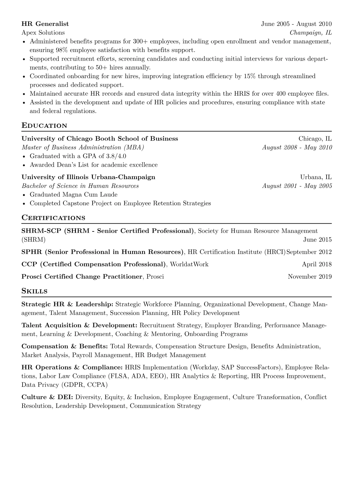 Vice President Human Resources Resume Example CV template - Page 2