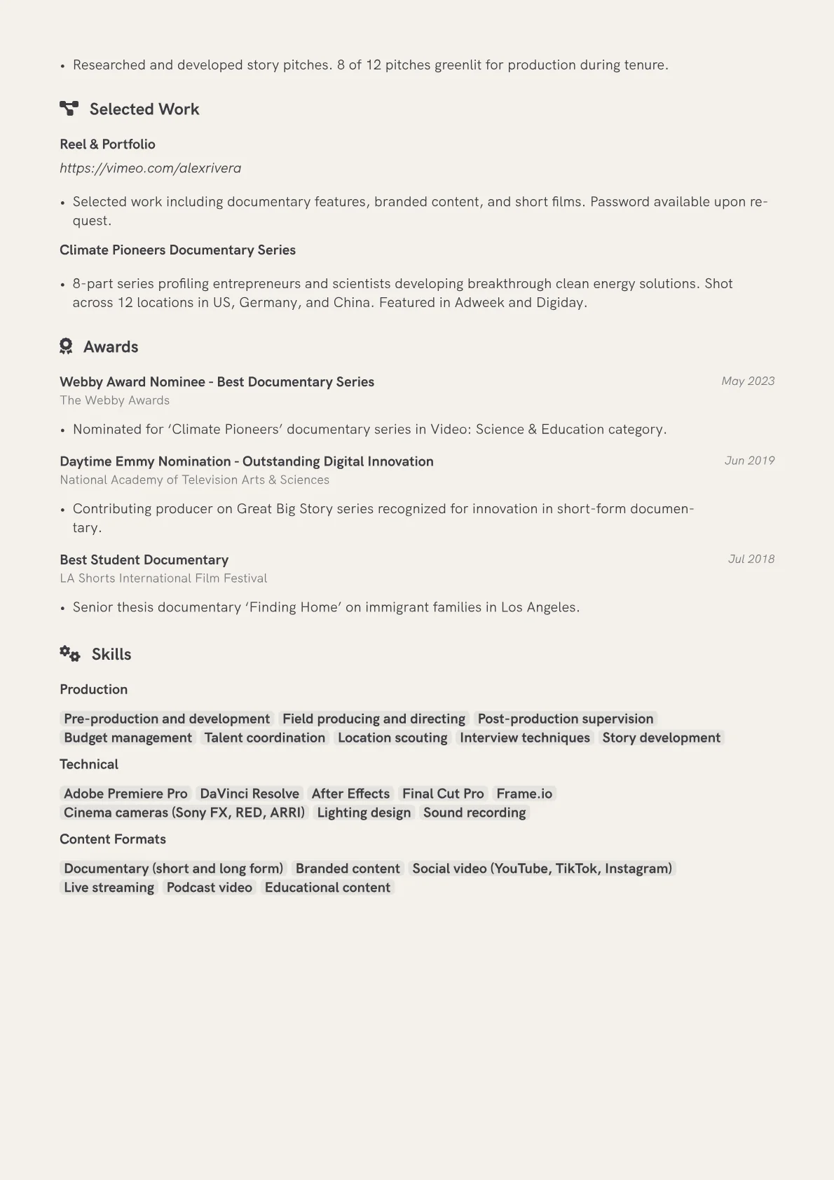 Video Producer - Content/Media CV template - Page 2