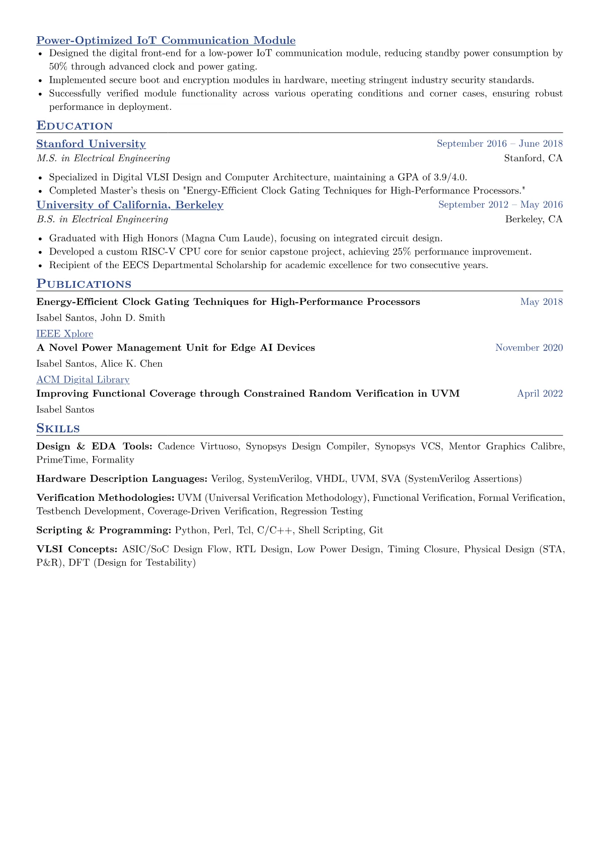 VLSI Engineer Resume Example CV template - Page 2