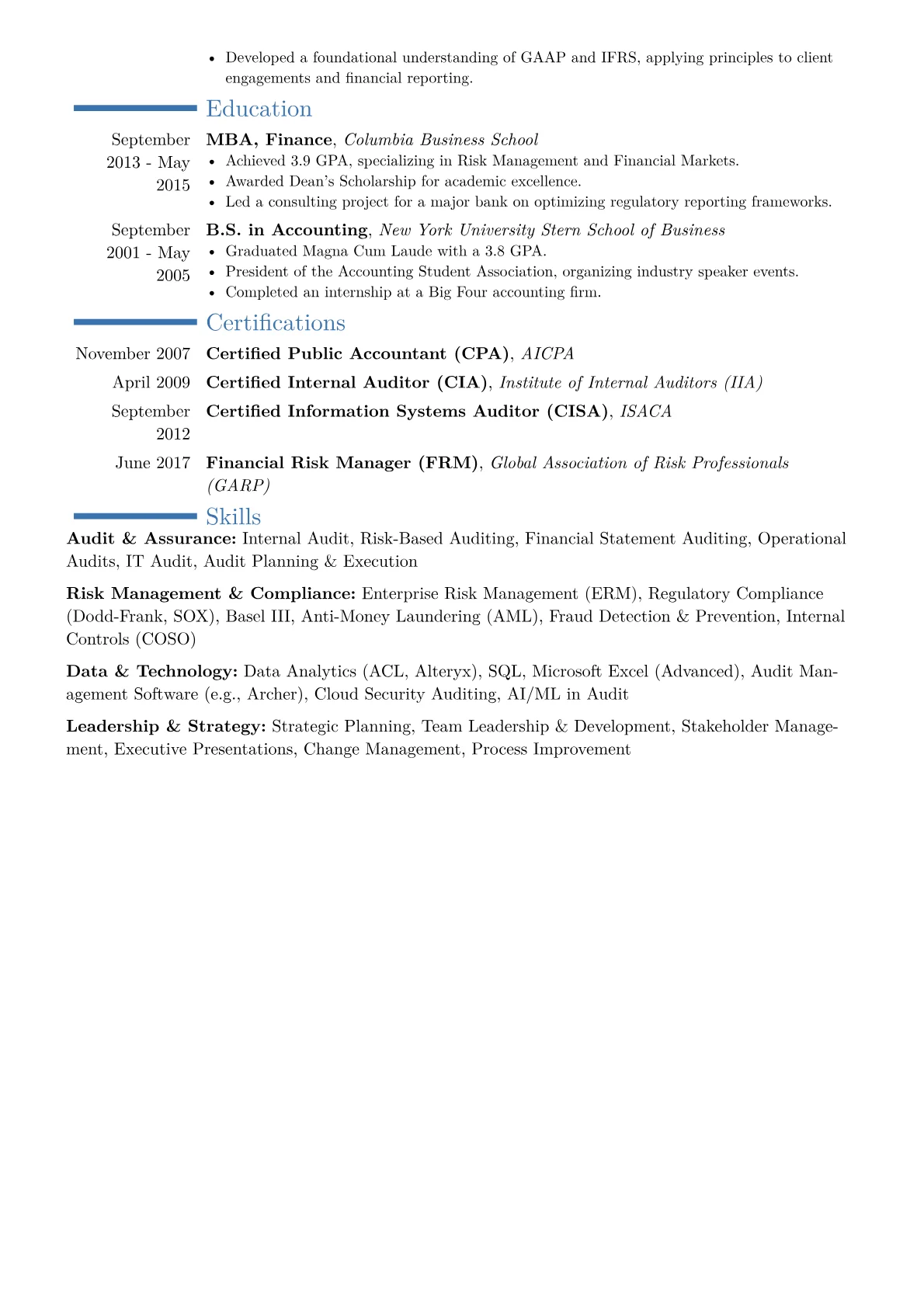VP of Audit Resume Example CV template - Page 2