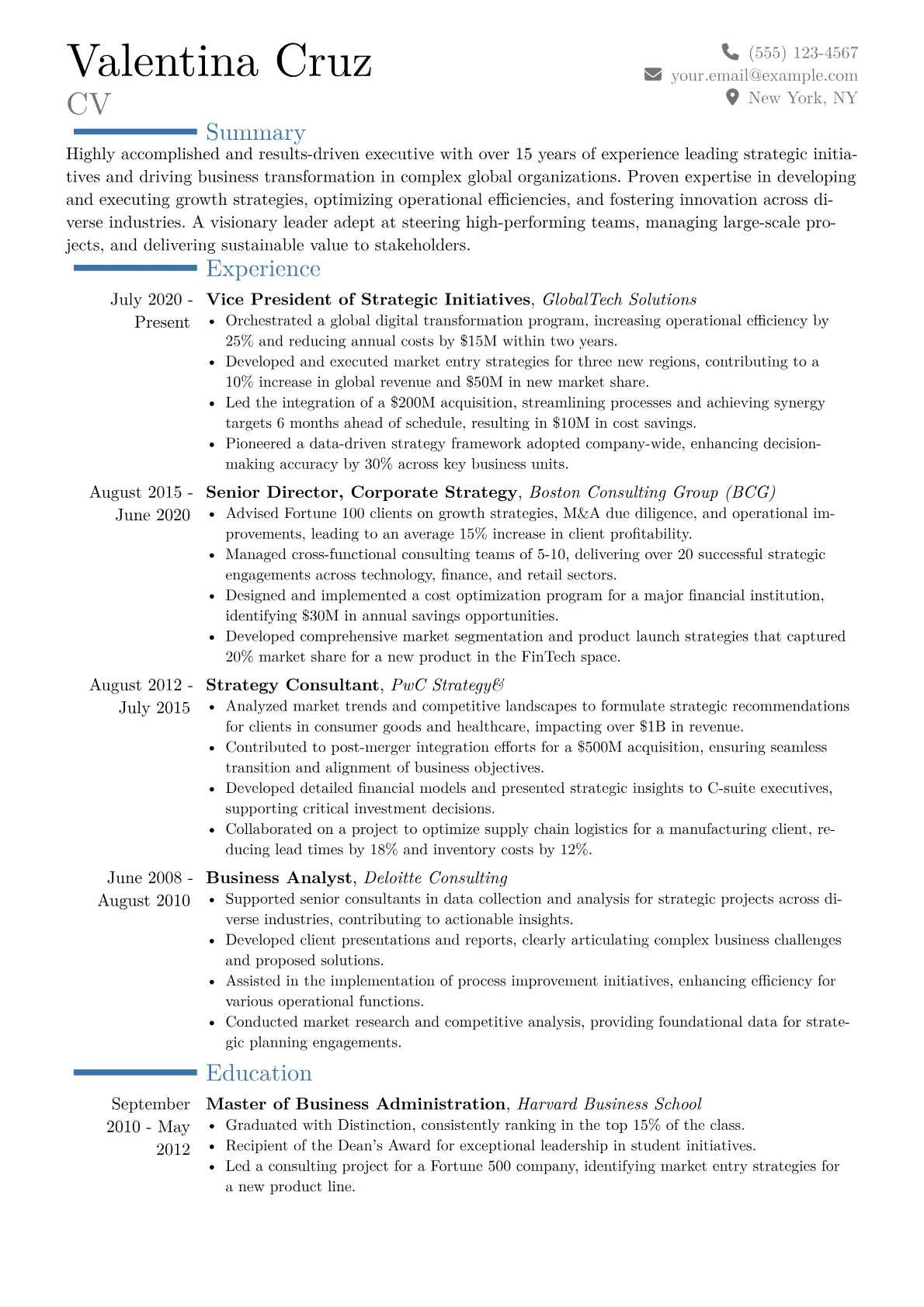 VP of Strategic Initiatives Resume Example CV template - Page 1