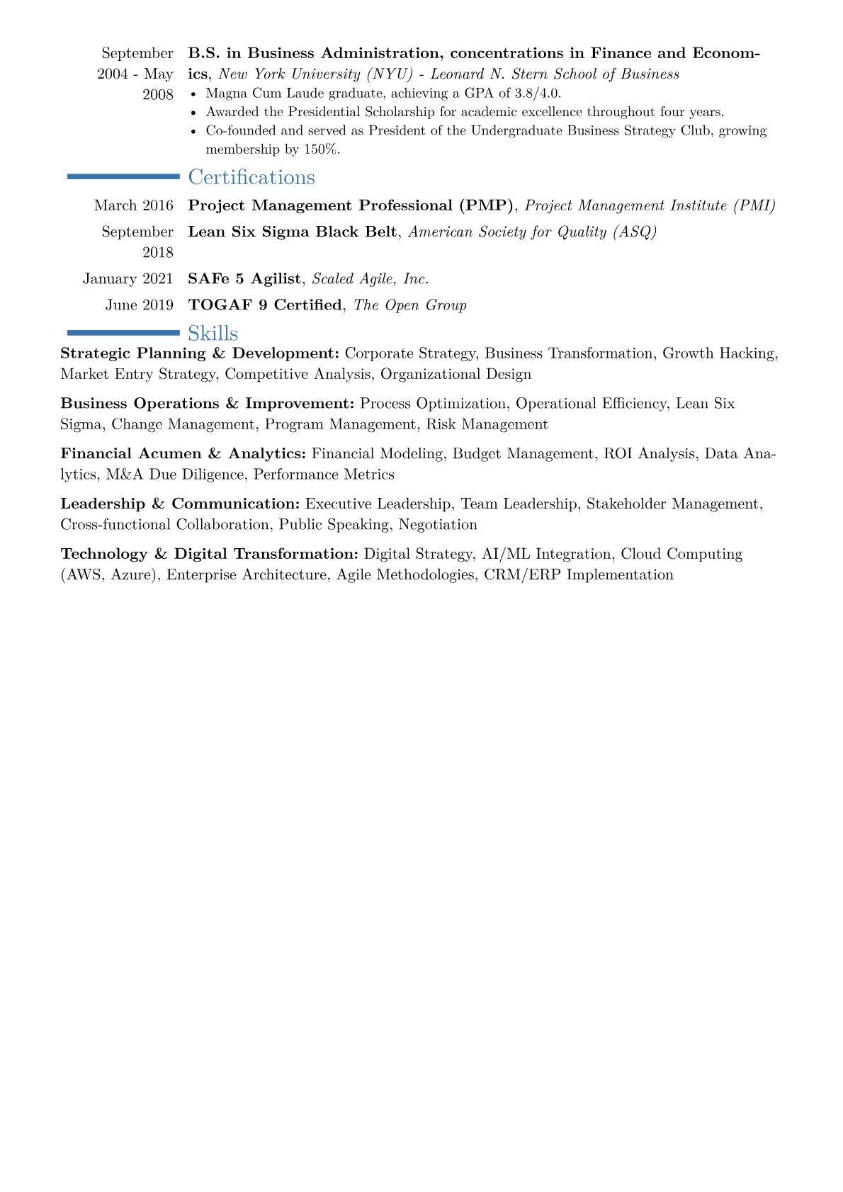 VP of Strategic Initiatives Resume Example CV template - Page 2