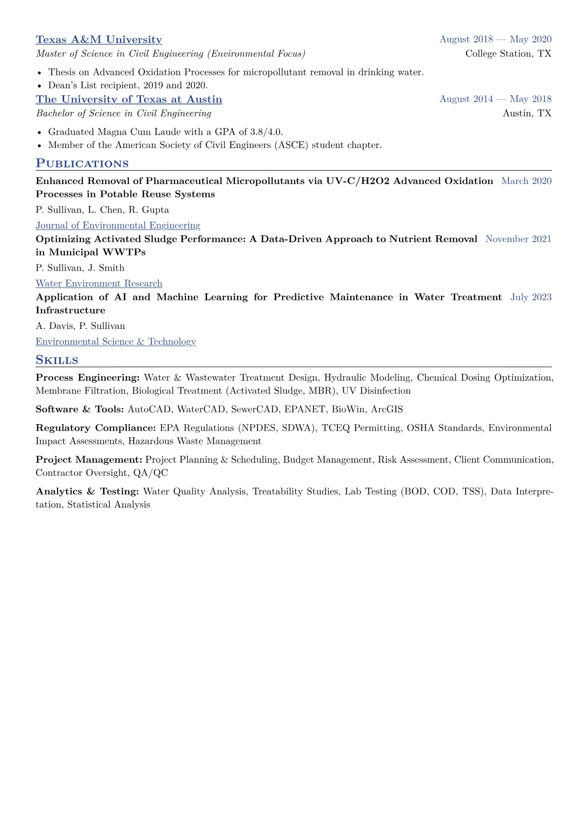 Water Treatment Engineer Resume Example CV template - Page 2