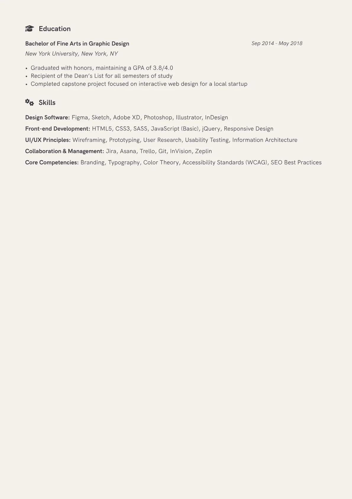 Web Designer Resume Example CV template - Page 2