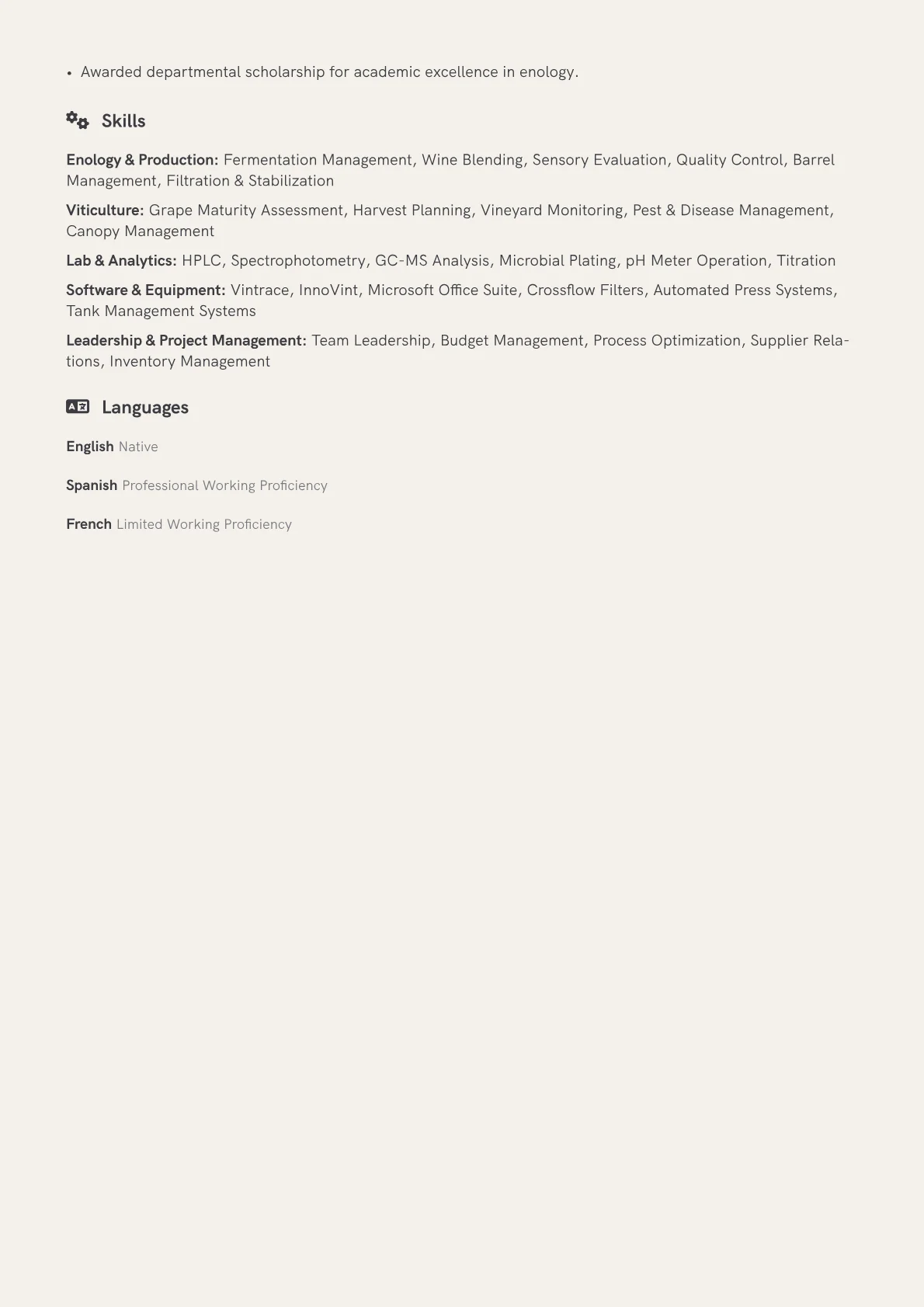 Winemaker Resume Example CV template - Page 2
