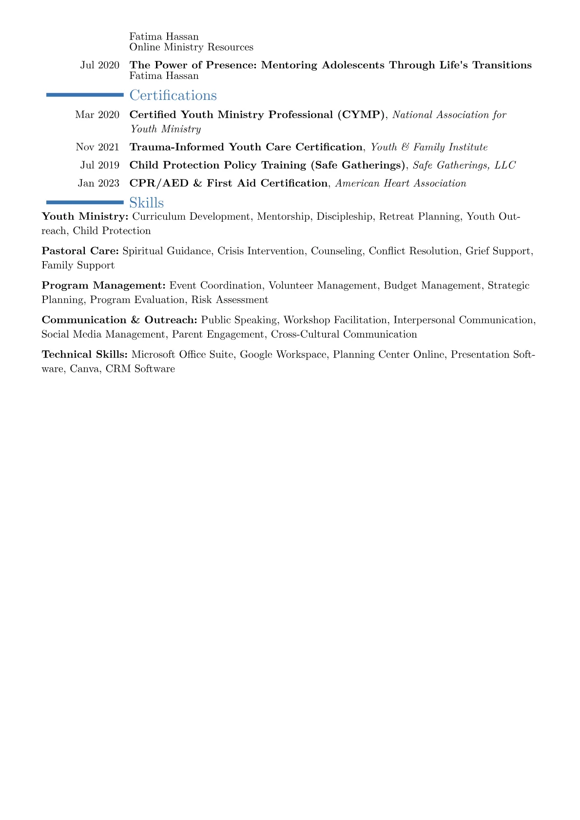 Youth Pastor Resume Example CV template - Page 2